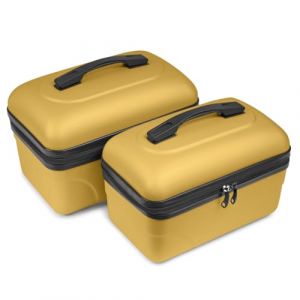 KINSTON Set de 2 Grands Vanity – Vanity Case Rigide - Trousse de Toilette Cosmétiques, Rigide avec Poignée, Organisateur de Voyage, Boîte de Rangement - Grande capacité (Jaune) (Kinston, neuf)