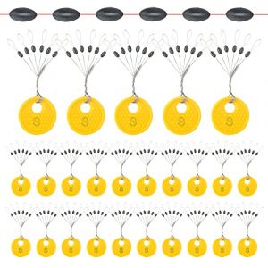 Realure Lot de 150 Bouchons de p&ecirc;che en Caoutchouc 6 en 1 - Petits butoirs de Ligne - pour p&ecirc;che &agrave; la Truite de 0,1 &agrave; 0,43 mm - Ovales - Noir (Taille S) (QYYX-TRADE, neuf)