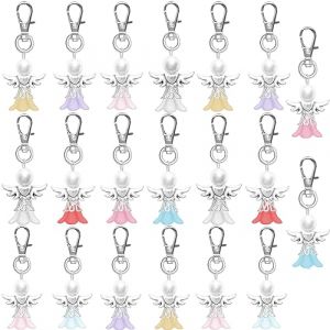 20 PCS Porte-clés Ange Pendentifs de Baptême de Mariage Fait à la Main Pendentifs Ange Gardien Porte Bonheur pour Invités Pendentif Ange Gardien Anniversaire Noël Baptême Communion (jixiangchenouzhoudian, neuf)