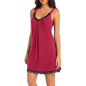 SHCNSJC Nuisette Femme Cotton Chemise de Nuit Sexy Dentelle Fond de Robe sous Robe d'&eacute;t&eacute; pour Femme (SHCNSJC, neuf)