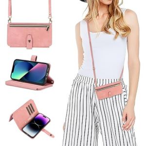 GoodcAcy Coque pour Huawei P30 avec Cordon,Etui Huawei P30,Flip Portefeuille &Eacute;tui en Cuir,[9 Porte Cartes],R&eacute;glable Collier Housse Etui Rabat Case - Rose (TENGLAN, neuf)