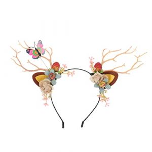 NIYANGLE Bandeau Cheveux Cerf Unique Serre-t&ecirc;te D&eacute;co No&euml;l Coiffure Cerf Cercueil Cheveux D&eacute;coration No&euml;l (Telinei, neuf)