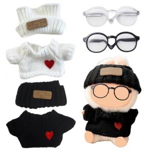 HORREX 4 Pi&egrave;ces Plush Toy Clothing, Tendance Doll Accessories, Tricot&eacute;es Clothing Sets, Mod&egrave;le Ajust&eacute; Vetement Poupee, Mignonnes Doll Wardrobe pour Les Jeux Cr&eacute;atifs Les Collections de Peluches (Gold Rush on the Waves, neuf)