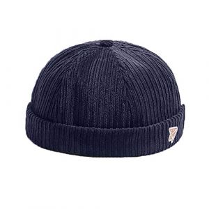 YAMEE Bob Homme Docker Bonnet Femme Casquette Neuf Urban Style Bord Roulé rétro Travailleur Marin Unique Street décontracté Brimless Chapeau (One Size 56-58cm) (YAMEE, neuf)