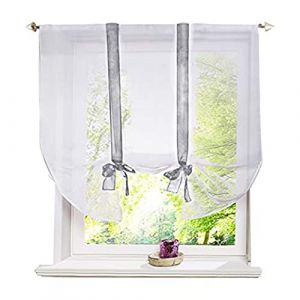 SIMPVALE Rideau Voilage Transparent Store Romains avec Passe-Tringle pour Salon, Chambre à Coucher Balcon Cuisine Salle de Bain, Gris Clair, 80x120cm (SIMPVALE, neuf)