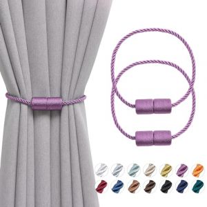 Pretty Jolly Lot de 2 embrasses de rideaux magnétiques de 40,6 cm faites à la main en corde latérale - Pratiques et décoratives - Pour fenêtre de maison et de bureau (violet) (PrettyJolly, neuf)