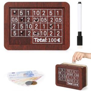 Bohoray Tirelire en Bois 100, Boite a Argent avec Compteur, Tirelire R&eacute;utilisable avec Objectif D'&eacute;pargne et Chiffres &agrave; Cocher pour Aider Les Enfant &agrave; Commencer &agrave; Economiser (BOHAOWL, neuf)