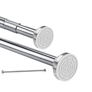 La tringle de douche télescopique en acier inoxydable peut être allongée de 120 à 215 cm, peut être ajustée en tournant et fermement fixée comme tringle de douche, tringle à rideau et tringle à linge. (HIKENRI Direct EU, neuf)