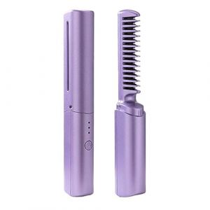 Lisseur à cheveux sans fil portable pour Mini lisseur Lisseur sans fil Curling et Lisseur à cheveux USB portable rechargeable 2 en 1 (1 PC) Cheveux Frisés (C, One Size) (Cinzer, neuf)