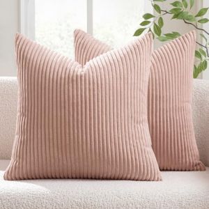 MIULEE Lot de 2 Decorative Housse de Coussin en Velours Côtelé Canapé Taie d'oreiller Douce pour Maison Salon Chambre Lit Clic Clac 50x50 cm Rose (MIULEE HOME, neuf)
