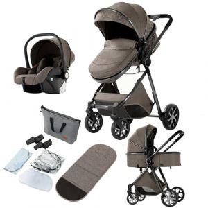 Reenborn Poussette 3 en 1, Poussette Bebe avec Réversible Deux Façons de Pousser, Pousette avec Cadre Aluminium Haute Paysage, Pousette 3 en 1 avec Conception Pliable en Un Clic (V9 Chocolate) (huangzhongguig, neuf)