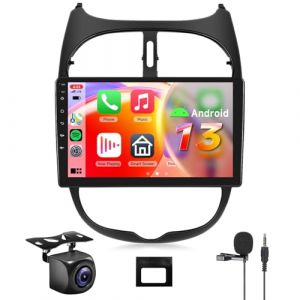 【8 Cœur 6+128G】 Hodozzy Carplay Autoradio pour Peugeot 206/206cc/Citroen C2 2001-2016, 9 Pouces Ecran Tactile Android Autoradio avec Android Auto/WiFi/GPS/RDS/FM/Bluetooth/USB/DSP (Hodozzy, neuf)