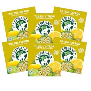 Elephant, Infusion Aromatis&eacute;e, Go&ucirc;t Tilleuil, Citron et Citron Vert, Certifi&eacute; Rainforest Alliance, Ingr&eacute;dients d'Origine 100% Naturelle, 120 Sachets Pyramid (PENNGUIN-FR-CAMON, neuf)