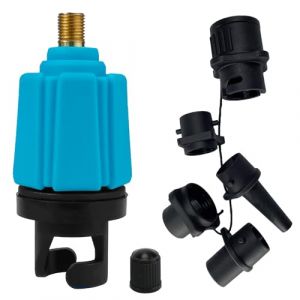 yuejuhe Adaptateur Gonfleur Paddle, Adaptateur de Kayak, Adaptateur de Pompe Sup avec 4 Buses de Valve d'air Embout pour Planche à Pagaie, Bateau Gonflable (Bleu) (yue ju he, neuf)