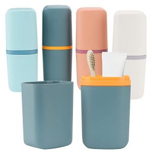 PINGEUI Lot de 4 Boite Brosse a Dent Voyage pour Brosse à Dents et Dentifrice, Plastique Housse de Voyage, Dents pour randonnée, Voyage d'affaires, Maison, Bleu, Bleu Clair, Rose, Gris (GUOQIEU, neuf)