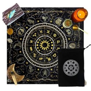 Tapis Voyance et Pochon, Tapis Oracle pour Cartes et Tarot Divinatoire, Nappe d'Autel pour Cartomancie et Pendule Divinatoire(Une seule nappe de style + un sac) (tulan4820208, neuf)