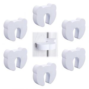 6 pcs Bloque Porte B&eacute;b&eacute;, Bloc Porte Securite Bebe, Amortisseur Bloque Porte, Mousse Bloque Porte, Stop-porte Mousse, Bloque Porte Anti Pincement Prot&egrave;ge Doigt Bloque,Protection Pour Animaux, Blanc (FEEPP, neuf)