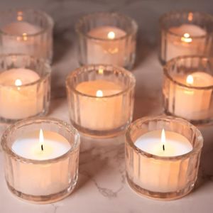 Avmvnvc Lot de 15 Bougeoir en Verre Transparent, Porte Bougie Decorative, Photophore Bougie D&eacute;coration de Maison, Bougeoir Mariage, Porte Bougie Chauffe Plat pour F&ecirc;te et D&eacute;coration de Table (Ezvsevuo, neuf)