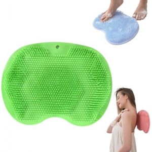 Brosse &agrave; r&eacute;curer pour les pieds et le dos de douche, brosse murale pour le dos, brosse de massage en silicone avec ventouses, tapis de massage, tapis de bain exfoliant pour peaux mortes (vert) (Aotingmei, neuf)