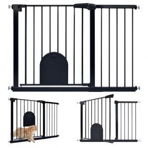 UISEBRT Barri&egrave;re de s&eacute;curit&eacute; d'escalier, barri&egrave;re de s&eacute;curit&eacute; de porte, sans per&ccedil;age, barri&egrave;re d'escalier avec chati&egrave;re, porte pour animaux de compagnie, pour largeurs 105-115cm, fermeture automatique (Danyang Home, neuf)