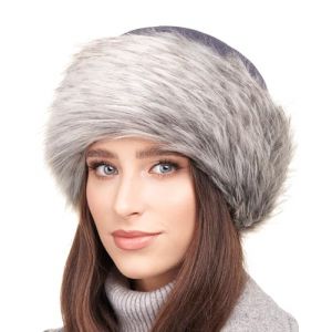 Futrzane Classic Toque - Chapeau Russe pour Femme - Bonnet Polaire en Fourrure (S, Gris - Cendre Classic) (Futrzane EU, neuf)