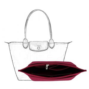 D.DUO Organiseur de sac &agrave; main, organiseur de sac &agrave; main en feutre, organiseur de sac fourre-tout pliable pour insert portefeuille pour longchamp (Rouge Fonc&eacute;, Large) (Y&R  space, neuf)
