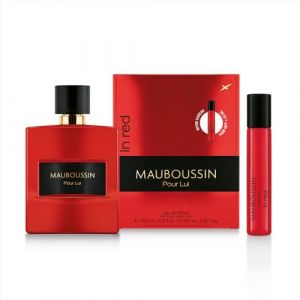 Mauboussin - Pour Lui In Red 100ml + 20ml (Travel Spray) - Eau de Parfum Homme - Senteur Bois&eacute;e & &Eacute;pic&eacute;e (MB Parfums, neuf)