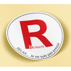 SC ® - Sticker/Autocollant - Disque R "Retraité" - Humour Cadeau Rigolo - Fabrication Française (S-C, neuf)