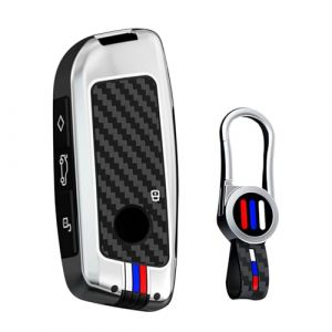 ontto Convient pour clé de voiture BMW Série 2 U06 Série 3 G81 M3 Série 5 G60 Série 7 G07 X1 U11 X5 F95 IX1 i4 2023-2025 Coque de protection en métal 4 boutons Housse de clé de voiture avec porte-clés (Ontto, neuf)