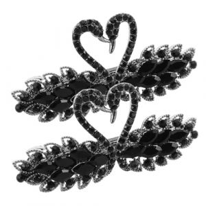 BIUDECO 2 Pièces Vintage Swan Crystal Hair Clips Metal Rhinestone Barrettes For Women Elegant Half Up Hairstyles Accessories (XUETN, neuf)