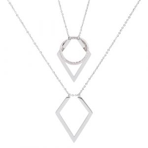 Hobbspring Support Bague Collier avec Pendentif losange - Collier de Bague de Mariage, Cha&icirc;ne d'extension pour &eacute;pouse, fianc&eacute;e, infirmi&egrave;re - Cadeau, 40 cm, Acier inoxydable (FSLIXIANG US, neuf)