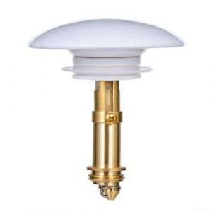 Bouchon de vidange d'&eacute;vier avec bouton poussoir en laiton pour joint &eacute;tanche et bonde d'&eacute;vacuation des d&eacute;chets Blanc 66 mm (Sellwellmall, neuf)