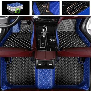 Jialuode Personnalis&eacute;s Tapis de Sol Voiture pour Mazda CX-3 CX-5 CX-7 CX-9 MX-5 6 ATENZA 3 5 2 BT50 6 RX8 Tribute Tapis en Cuir de Tapis Noir avec Bleu (Gelingsi, neuf)
