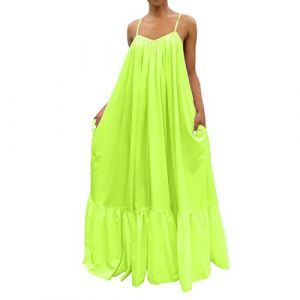 NNGOTD Robe été Femme Mi Longue Coton Robe de Soirée Femme Longue pour Mariage Invité Bal Promo Robe Demoiselle d'honneur Pin up en Mousseline Col V Robe Africaine (BAULMD（90% Big Promotion Without Discount Code ）, neuf)