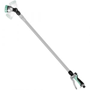 Restmo Longue lance d'arrosage télescopique 92-152 cm, longue pomme de douche de jardin en métal avec tête pivotante à 180 °, 7 modes de pulvérisation, contrôle du débit, baguette magique pour (Restmo FR, neuf)
