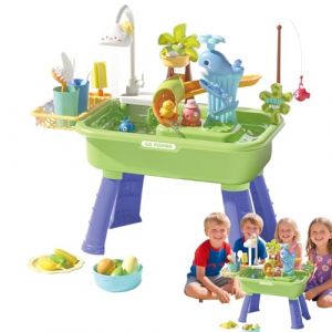 Lexsyn Table d'Activité Aquatique - Jeu d'eau et Sable Extérieur - Jouet Éducatif Sensoriel Interactif avec Pompe pour Développer la Coordination Œil-Main Lors des Jeux au Jardin, à la Plage ou à (shuha, neuf)