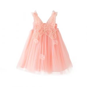 Miipat Bébé Fille Robe Jeune Enfant Tulle Papillon Princesse Tutu Robe Fête Danniversaire sans Manches Robe de Demoiselle d'honneur Bébé pour Mariage Rose Pâle 100 2-3 Ans (Miipat, neuf)