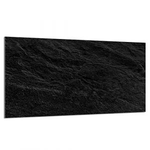 DarHaus Cache-plaque en verre - 90 x 52 cm - pour cuisinières électriques ou à induction - Plaque de protection anti-éclaboussures, planche à découper décorative aspect, Ardoise Noir (DarHaus, neuf)