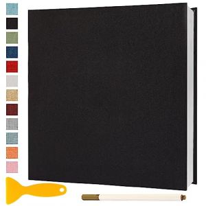 Album Photo Adhesif Vierge 33x32 CM Classeur Photo Livre Photo Personnalisable Scrapbook de Classe Mariage Livre D'or Enfant Bebe DIY Carte Postale, 60 Pages Noir (Semfalbuums, neuf)