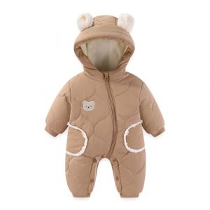 JiAmy Combinaison Bebe Hiver, Unisexe Polaire Combinaison Pilote B&eacute;b&eacute; &agrave; Capuche, Manches Longues Ours Gar&ccedil;ons Body Filles Grenouill&egrave;re pour 6-9 mois (JiAmy-EU, neuf)