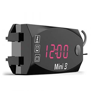 JAWSEU Horloge Numérique Moto, 3 in 1 Horloge De Guidon De Moto Horloge Numérique Thermomètre Voltmètre Écran Universel Étanche Montre Moto avec Affichage Grand Écran (Haptre, neuf)