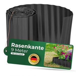 Novatool Bordure de jardin en plastique anthracite 9 m x 20 cm &ndash; Bordure de pelouse &ndash; Bordure de bassin &ndash; Style pratique en PET recycl&eacute; (AMP GmbH, neuf)