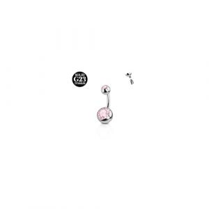 FunZing piercing nombril titane argent,petit piercing nombril titane 6mm longueur de la tige pour les femmes 1 pièce 14G solide titane piercing nombril barbell rond rose CZ anneaux nombril (Piercing Jewelry, neuf)