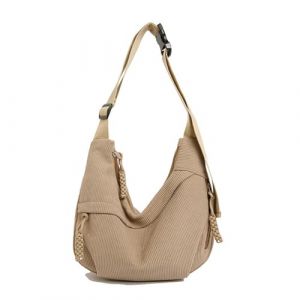 Sac Banane Femme Velours Côtelé, Sac à Demi-Lune en Velours Côtelé, Sacs à Croissant Bandoulière Ajustables, Crescent Sac à Bandoulière Casual Porté éPaule Besace (Kaki) (Norball Store, neuf)