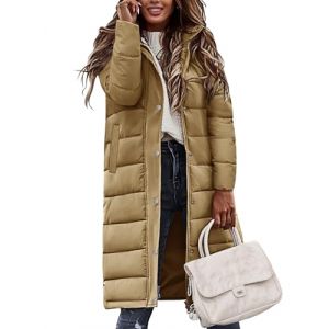 Vancavoo Manteau Femme Hiver Doudoune Long Blouson Matelass&eacute;e L&eacute;g&egrave;re Manteaux &agrave; Capuche Chaud Veste Zipp&eacute; Parka Jacket,Kaki,L (XT-Direct, neuf)