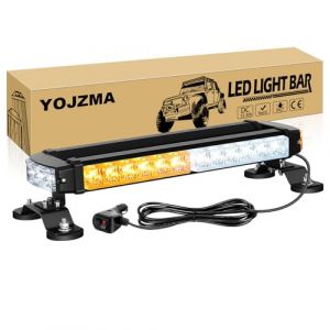 YOJZMA Barre Feux Strobe d'Urgence de Toit 15 Pouces 30 LED, Gyrophare d'Avertissement de S&eacute;curit&eacute; Clignotant Double Face avec Base Magn&eacute;tique pour Chasse-neige, V&eacute;hicules Construction (Ambre/Blanc) (FSYIHUI, neuf)