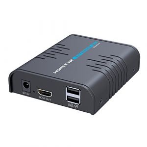 AGPtEK Extender KVM USB HDMI Sur un Seul Câble Ethernet Cat 5/5E/6/7 - Extension de Signal jusqu'à 120 m/365 Pieds - Prise en Charge de La Souris clavier USB (MYPIN, neuf)
