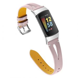 AISPORTS Compatible avec Fitbit Charge 5 Strap Cuir Femmes Hommes, Doux Mince Creux Respirant Bracelet Sport Bracelet Boucle en Métal Bracelet de Remplacement pour Fitbit Charge 5 Tracker D'activité (AISPORTS, neuf)