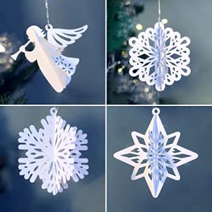 4Sets Pochoirs Matrices à Découper Noël 3D Cutting Dies Scrapbooking Etoile Flocon de Neige Ange Fleur Embossage Gaufrage Classeur Plaque à Embosser pour Bricolage (SaEnkeji, neuf)