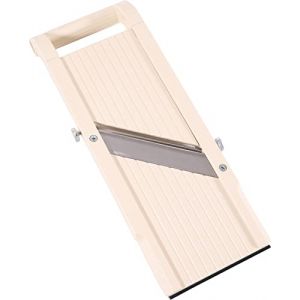 Benriner Mandoline &agrave; l&eacute;gumes 9,5 cm, blanche &ndash; 3 lames interchangeables en acier inoxydable et protection de s&eacute;curit&eacute; &ndash; Mandoline japonaise &agrave; main pour d&eacute;chiqueter, trancher et julienner les fruits et (kimi commerce (pas de droit de douane), neuf)
